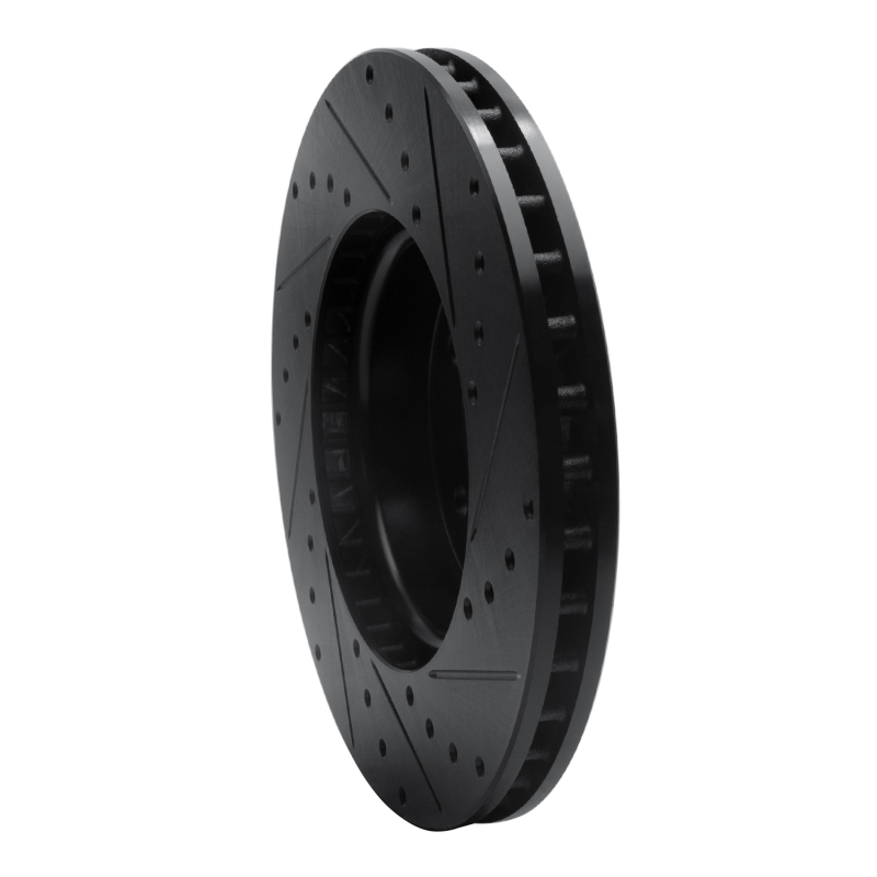 Cadillac CT4 Brake Rotor (1) - Front Left - R1 Concepts - Drilled & Slotted - Black - `13-`25